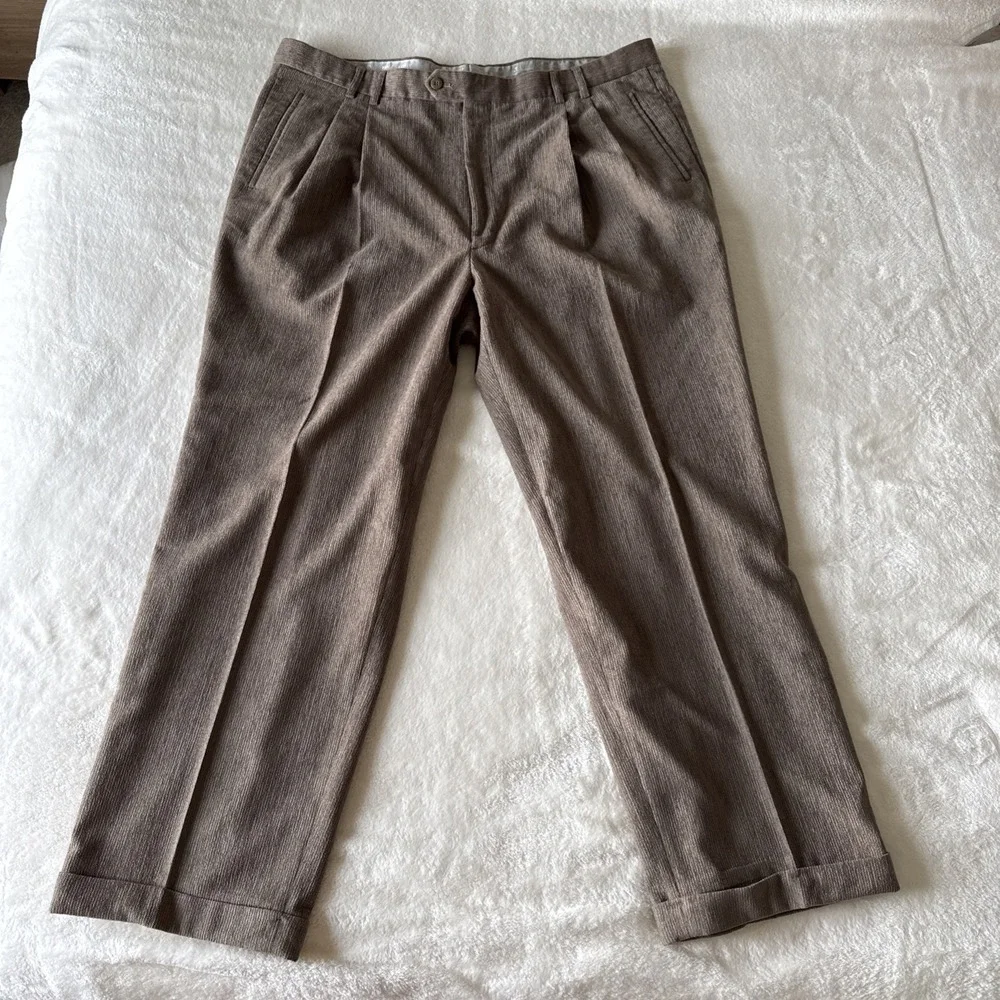 ST CROIX Wool Blend Corduroy Trousers Made In Italy Size 42 Waist Olive Green‎
